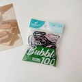 Close-up of high elasticity 25mm candy color hair ties in modern English packaging - Pack of 100 / Pink and Black Series