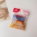Detail of colorful 25mm high-elastic disposable hair bands set in 100pcs packaging - Red and Blue Series