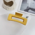 Minimalist matte yellow rectangular claw clip for hair styling on white tray - Square Yellow-10.5cm