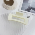 Minimalist matte cream rectangular hair claw clip for elegant Korean style updos - Square White-10.5cm