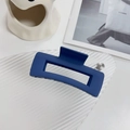 Matte navy blue rectangular hair claw clip for women in a minimalist elegant style - Square Navy Blue-10.5cm