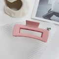 Pinza per capelli rettangolare rosa opaca minimalista con design geometrico cavo - Quadrato Rosa-10.5cm