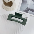 Pinza per capelli rettangolare minimalista in verde scuro opaco per uno stile chic - Quadrato Verde-10.5cm