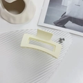 Pinza per capelli rettangolare giallo crema opaco per acconciatura da donna - Quadrato Bianco-8.5cm