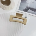 Pinza per capelli rettangolare minimalista beige opaco per acconciature eleganti - Quadrato Cachi-8.5cm