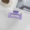 Pinza per capelli viola chiaro opaco con design rettangolare geometrico vuoto - Quadrato Viola-8.5cm