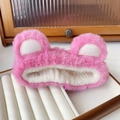 Close-up of pink plush bear ear headband with soft coral fleece texture for face washing - Hair Vine Style / Girl Pink (Hair Band)