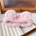 Detailed view of pink plush headband with cute animal ears for face washing - Hair Vine Style / Light Pink (Hair Band)