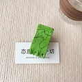 Pince à cheveux rectangulaire vert vif mat avec motifs de lignes noires abstraites - Vert