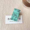 Matte mint green rectangle hair claw clip with artistic black abstract ink patterns - Lake Green