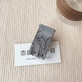 Matte dark grey rectangular hair claw clip with black marble texture for ponytail - Gray