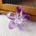 Macro shot of a purple gradient plumeria hair claw clip on a white fabric background - Purple Transparent