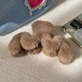 Large 14cm coffee plush hair claw clip for women featuring a wavy brown faux fur design - M-Shape Hair Claw / Light Coffee