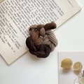 Detail of chunky braided corduroy scrunchie in coffee, brown, and beige color block - Coffee Series (Thickened)