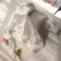 Foulard en dentelle rose pâle avec broderie florale blanche de style pastoral français - Rose Clair