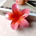 Pink gradient frangipani hair claw clip with glossy resin finish for elegant women - Red