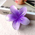 Elegant purple gradient plumeria flower hair claw clip with glossy resin finish - Purple