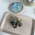 Elegant marble grey acetate flower hair claw clip on a minimalist display tray - Brown-Black Series