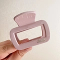 Dettaglio del fermaglio a pinza quadrato malva con incisione argento Barrette La France - Rosa