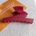 Matte magenta zigzag hair claw clip for women on an orange card and white plush - Z-shape Claw / Burgundy