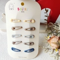 Set of 10 teardrop metal hair clips for girls in matte Morandi colors on card - Teardrop Milk Coffee Series