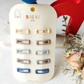 Set of 8 matte Morandi color rectangle hair clips for kids on a brand display card - Square Milk Coffee Series