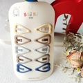 10-piece matte heart-shaped hair clips set for girls in beige, brown, and navy blue - Heart Milk Coffee Series