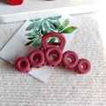 Matte rose red hair claw clip with unique linked circles design and sturdy spring - Five-Circle Hollow Style / Burgundy