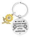 Sunflower keychain with silver engraved quote disk for friends and daughters gift - Silver-Quote 7 (YHB003)