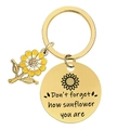 Golden sunflower keychain with an engraved inspirational quote metal disc - Gold-Quote 5 (YHB001)