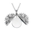 Detailed close-up of a silver sunflower locket necklace with an openable pendant design - Silver Set