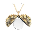 Golden sunflower locket necklace with opening pendant for personalized engraving - Gold (Silver Plate)