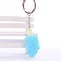 Blue candy-colored silicone popsicle keychain with colorful sprinkles on a white bench - 3CM+5CM / Light Blue