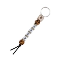 Llavero de cuentas de madera de leopardo con letras MAMA y dije de símbolo de ojo - Leopardo Naranja