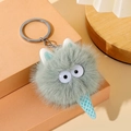 Detailed macro view of a cute cartoon plush monster ice cream keychain with fuzzy texture - Green