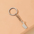 Miniatur-Küchenmesser-Schlüsselanhänger aus Silberlegierung mit robustem Ring und Kette - Hackmesser-Stil / Silber