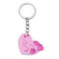 Pink heart-shaped keychain with 'I love you Mom' lettering and floral design - Pink Heart Tulip-I love you Mom