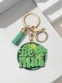 Detail von St. Patricks Day Kleeblatt Schlüsselanhänger mit Quaste und Be Mine Aufschrift - Be Mine Runder Stil (4)