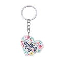 Detailed view of heart-shaped Mother's Day keychain with colorful floral patterns - Floral Cluster-HAPPY Mother's Day