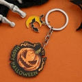 Halloween pumpkin lantern keychain with bats and moon pendant on orange background - Style 6