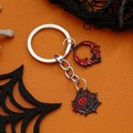 Halloween Fledermaus und Spinne Legierung Schlüsselanhänger mit Emaille Anhängern auf Orange - Schwarz & Rot Fledermaus mit Spinne