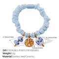 Elastico per capelli blu con ciondolo a stella marina in acciaio inox e ceramica - Blu - Stile Occhio Stella (FQ01LB-PJ1014LBEG-PJ187G-PJPJ1005BEG)