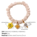 Beige scrunchie with lucky clover and smiling star charms made of stainless steel - Beige - Smiley Clover Style (FQ01OW-PJ884YWG-PJ398WEG-PJ884WEG)