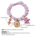 Light purple ruffled fabric scrunchie bracelet with pink stone and starfish charms - Purple - Starfishburst Style (FQ01PE-PJ713LPG-PJ1295WEG-PJ355PEG)