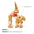 Golden stainless steel family pendant with red oil-dripping heart and mother-child design - Mother and Child Heart Style (PJ1704PRG)