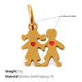 Golden stainless steel boy and girl silhouette pendant with red enamel heart detail - Boy and Girl Heart Style (PJ1705RDG)
