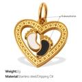 Golden heart pendant with baby footprints motif in polished stainless steel for nursing - Heart Footprints Style (PJ1706WBG)