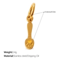 Golden stainless steel medical pendant charm with yellow heart paw print design - Yellow Heart Spoon Style (PJ1710YWG)