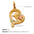 Golden heart-shaped mermaid pendant in stainless steel with pink heart and white rhinestones - Heart Mermaid Style (PJ1712CRG)