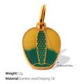 Retro roestvrijstalen cactus hanger met geel-groene drup-olie emaille details - Geel-Groene Cactusvorm Stijl (PJ1914YGG)